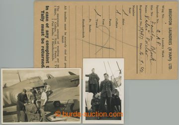237773 - 1940 RAF / ČS. LETECTVO / karta do prádelny na jméno Vác