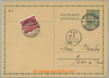 237792 - 1940 dopisnice CDV1, Lipové listy 50h zelená, podací DR P