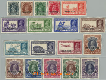 237793 - 1938 SG.77-94, George VI. 3ps-25Rp with overprint NABHA STAT
