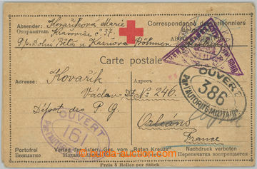 237797 - 1918 FRANCIE / dvojdílný odpovědní lístek odeslaný z K
