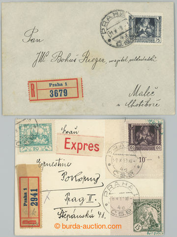 237844 - 1919 comp. 2 pcs of dopisů: Reg letter with 75h grey, Pof.3