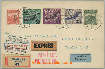 237850 - 1929 first flight PRAGUE - UZHHOROD, heavier Reg and airmail