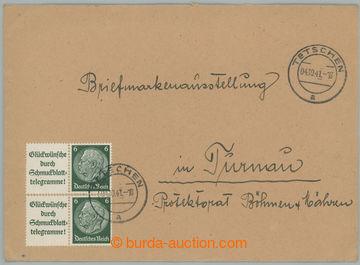237856 - 1941 dopis ze Sudet do Protektorátu, vyfr. 2ks zn. Hindenbu
