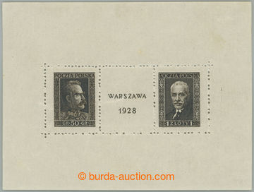 237980 - 1928 Mi.Bl.1, aršík Výstava Varšava; nálepky v okrajíc
