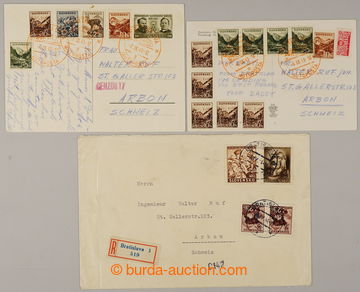 238167 - 1941-1944 comp. 3 pcs of entires sent to Switzerland, 1x Reg