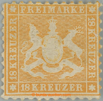 238226 - 1863 Mi.29, Znak 18Kr oranžová, perforace 10, opravený le