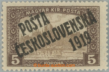 238307 -  Pof.117, 5 Koruna brown, overprint type I.; larger hinge, e