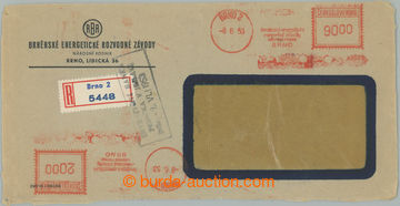 238530 - 1953 OTISKY VÝPLATNÍCH STROJŮ / Reg letter, postal-charge