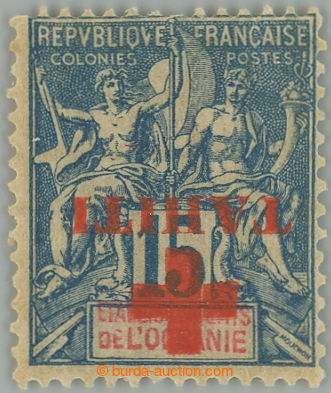 238548 - 1915 Yv.34a, Allegory 15C blue with INVERTED red overprint; 