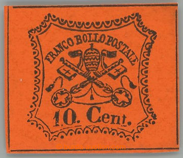 238615 - 1867 Sass.17, Coat of arms 10C carmine orange; VF, with orig