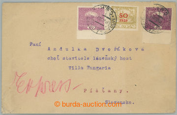 238661 - 1920 Ex-dopis zaslaný na Slovensko, vyfr. zn. Hradčany SO 