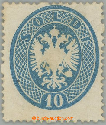238688 - 1863 Ferch.17, Sass.39, Eagle 10Sld blue; unused piece with 