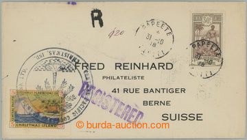 238772 - 1918 Reg letter from Chrismas Island through Tahiti and USA 