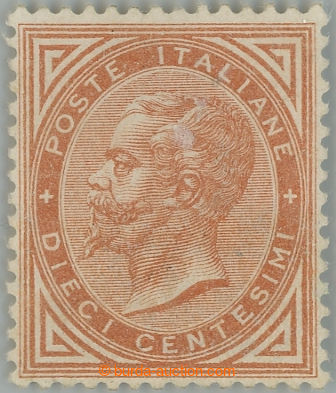 238781 - 1863 Mi.17, Viktor Emanuel II. 10C oranžová, tisk De La Ru