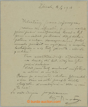 238849 - 1918 MUCHA Alfons (1860–1939), whole 18-řádkový handwri