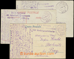 23896 - 1917 - 18 3 ks pohlednic s útvarovým raz. KuK Kommando der