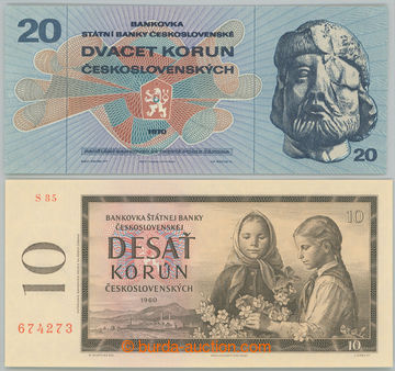 239000 - 1960, 1970 Ba.94, 100, sestava 2 bankovek: 10Kčs 1970, sér
