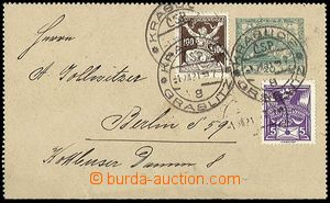 23902 - 1921 CZL1 uprated by. to Germany, stamp. 100h + 5h, Pof.144,