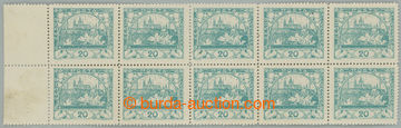 239030 -  Pof.8C, 20h blue-green, horiz. blk-of-10 with L margin; hin