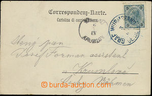 23906 - 1900 Austrian LLOYD, blue ship cancel. GRAF WURMBRAND 3/7 00