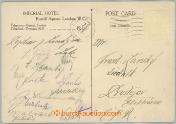239158 - 1937 HOKEJ / MS LONDÝN 1937 / pohlednice s podpisy čs. rep
