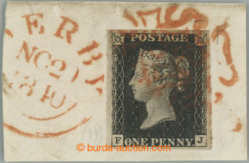 239160 - 1840 SG.2, PENNY BLACK black, plate 4, letters F-J on small 