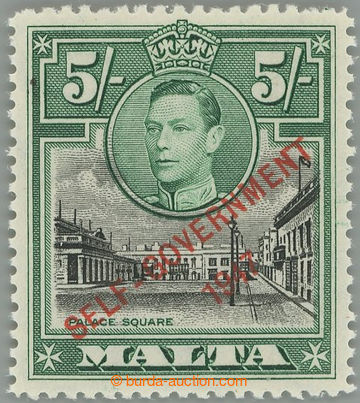 239175 - 1948-1953 SG.247a, přetisková Jiří VI. 5Sh zelená s chy