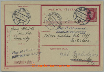 239225 - 1939 CPV1, použitá (!) poštovní výběrka s natištěnou