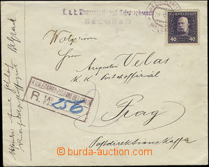 23930 - 1917 R-dopis, vyfr. zn. 40h FJ, Mi.36, DR EPA  Belgrad 29.V.