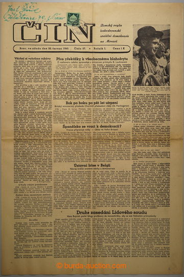239345 - 1945 NOVINOVÁ PROVIZORIA / celé noviny ČIN s vylepenou pr