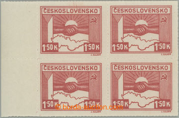 239598 -  Pof.353 VV, 1,50K hnědokarmínová, krajový 4-blok, zn. v