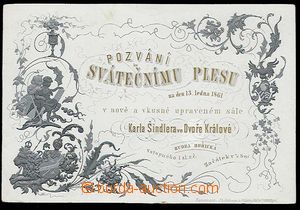 23963 - 1861 Ball invitation-card Dvůr Králové, 2 color lithograp