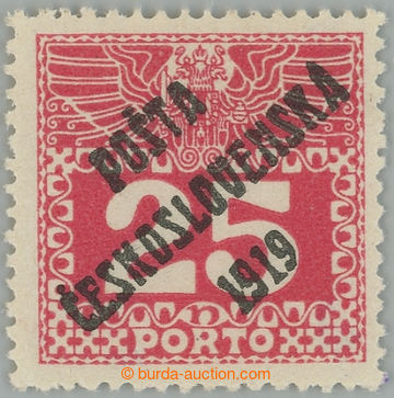 239715 -  Pof.69, Large numerals 25h red, overprint type II.; unstuck