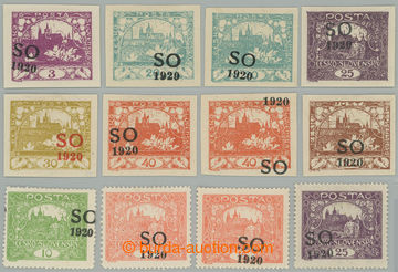 239717 -  POSUNY PŘETISKŮ / comp. of 12 stamp. Hradčany values 3h 