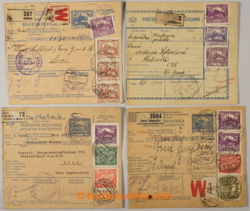 239744 - 1921 sestava 4ks větších dílů poštovních průvodek vy