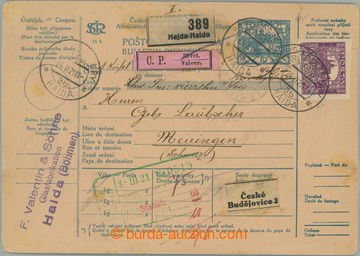 239749 - 1921 CPP13, celá mezinárodní průvodka na balík do Švý