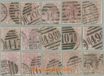 239796 - 1876-1880 SG.141, sestava 15ks 2½P tmavě růžová, průsv
