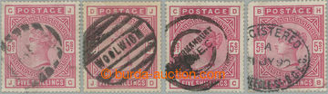239804 - 1883-1884 SG.180, 5Sh růžová (rose) / crimson, sestava 4k