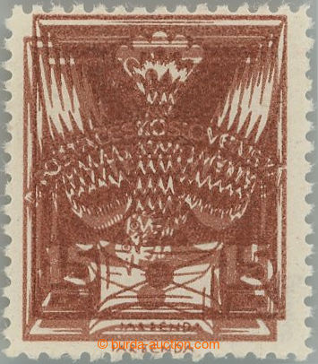 239842 -  UNISSUED / Pof.147B, 15h brown, double impression, line per