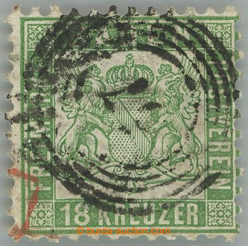 239869 - 1862 Mi.21a, Coat of arms 18Kr green, cancel. 67; tiny thin,