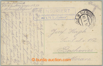 239892 - 1918 S.M.S. CUSTOZA, cenzurní fialové rámečkové razítk