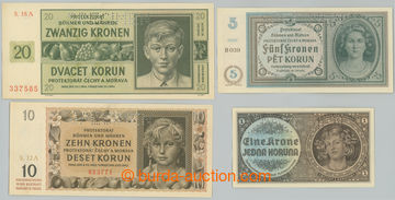 239895 - 1940-1944 Ba.30, 31, 37a, 40a, sestava 4ks bankovek: 1K b.l.