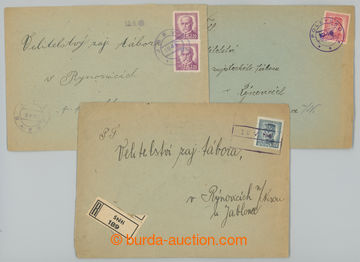 239899 - 1946 RÝNOVICE / sestava 3ks vyfr. dopisů adresovaných do 