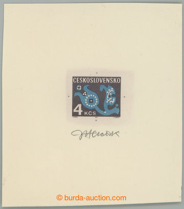 239993 - 1971 PLATE PROOF  Pof.D101, Flowers 4Kčs, proof print barev