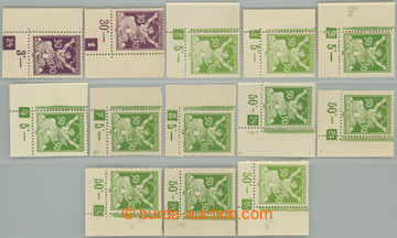 240061 -  Pof.153, 156 DZ, 30 fialová a 50h zelená, sestava 13 doln