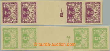 240084 - 1919 Pof.S1Ms(4)+S2Ms(4), 2h violet and 5h green, unfolded 4
