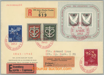 240114 - 1945 FDC / zaslaná R+Ex z Basileje na úřad švýcarské p