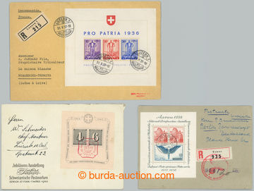 240117 - 1937-1943 3 entires franked with souvenir sheets Mi.Bl.2, 4 
