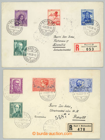240198 - 1937-1938 FDC / 2 letters with sets Pro Patria Mi.314-317 an