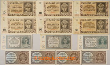 240282 - 1940-1942 Ba.30, 31, 37a+b, sestava 13ks bankovek: 4x 1K b.l